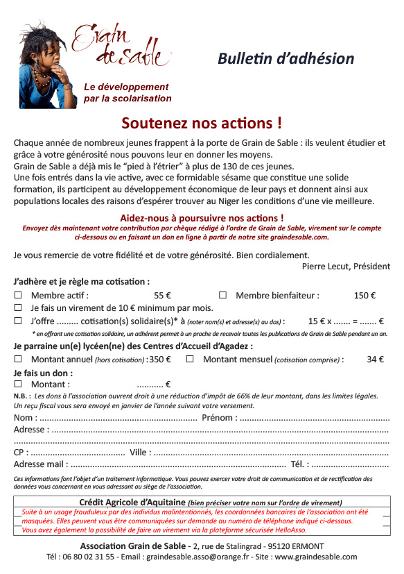 Bulletin d'adhésion